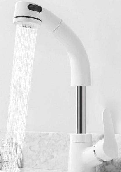 Flexible Chrome Bathroom Faucet with Pull-Out Spray