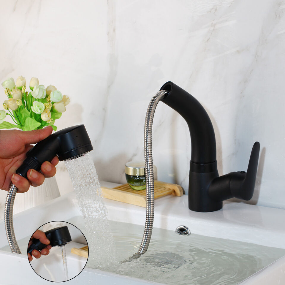 Flexible Chrome Bathroom Faucet with Pull-Out Spray - Luxicro