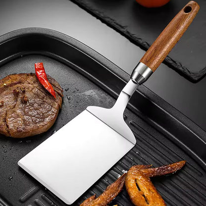 Heavy Duty Stainless Steel Spatula with Wooden Handle - Luxicro