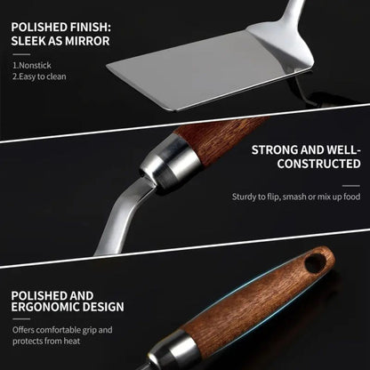 Heavy Duty Stainless Steel Spatula with Wooden Handle