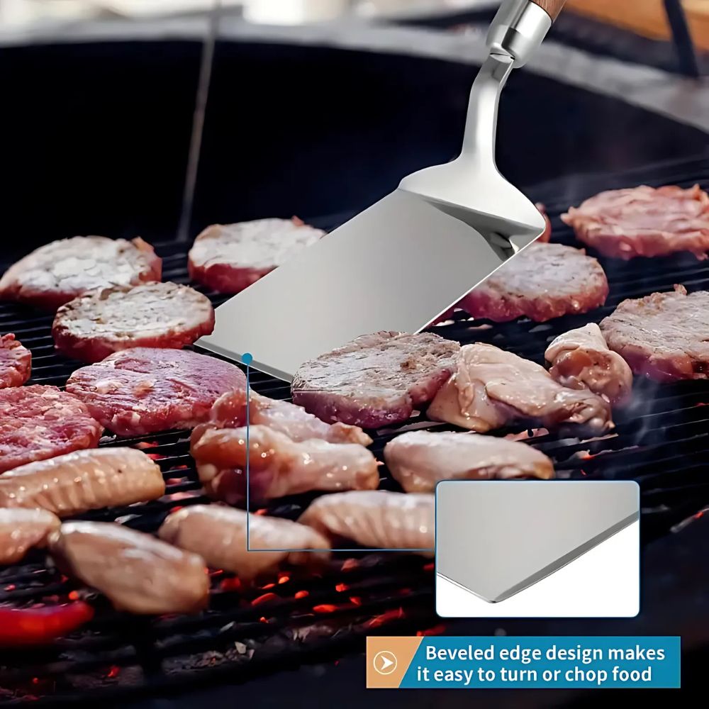 Heavy Duty Stainless Steel Spatula with Wooden Handle