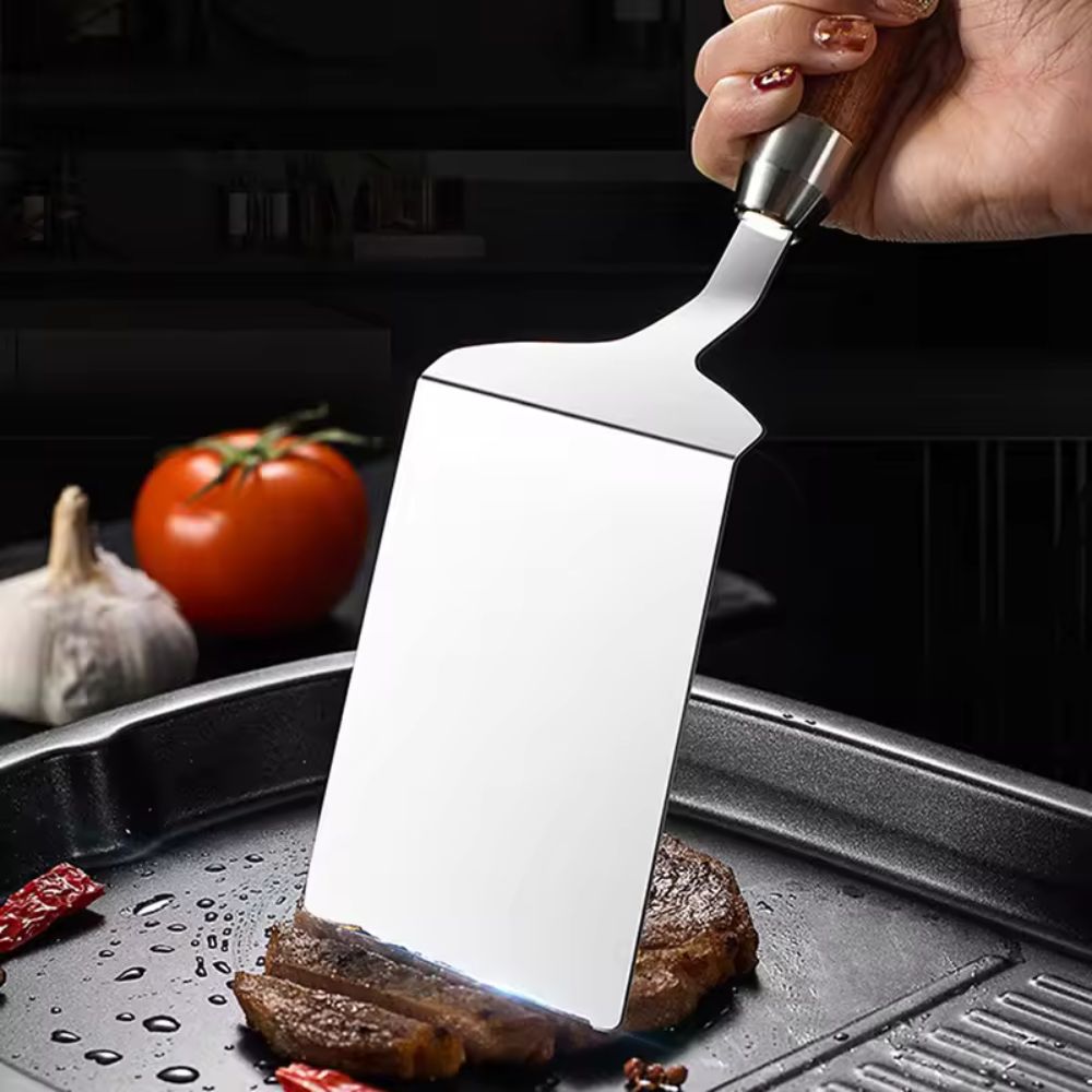 Heavy Duty Stainless Steel Spatula with Wooden Handle