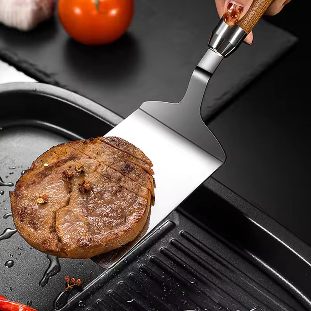Heavy Duty Stainless Steel Spatula with Wooden Handle