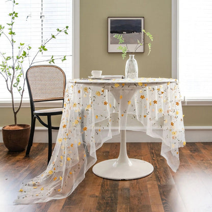 Delicate Patterned Linen Table Cover