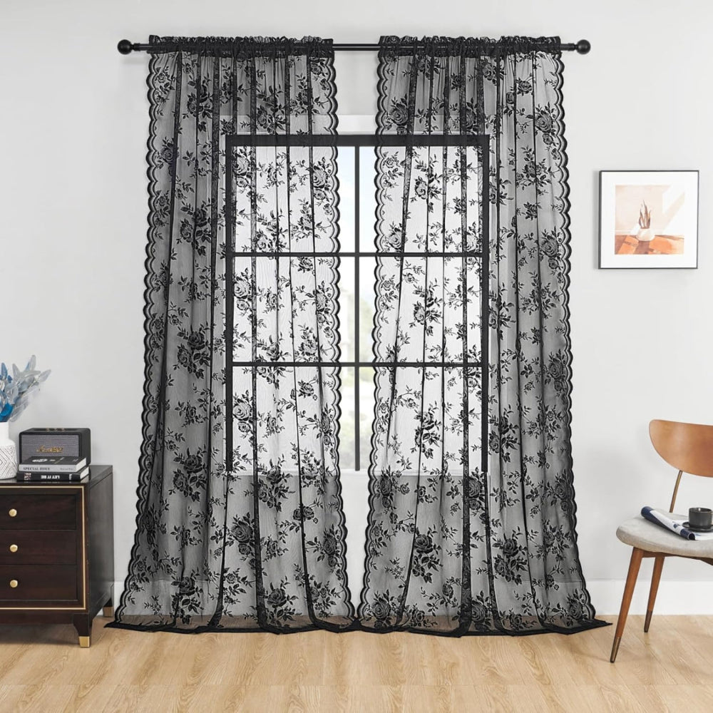 Delicate Patterned Semi Sheer Curtains - Luxicro