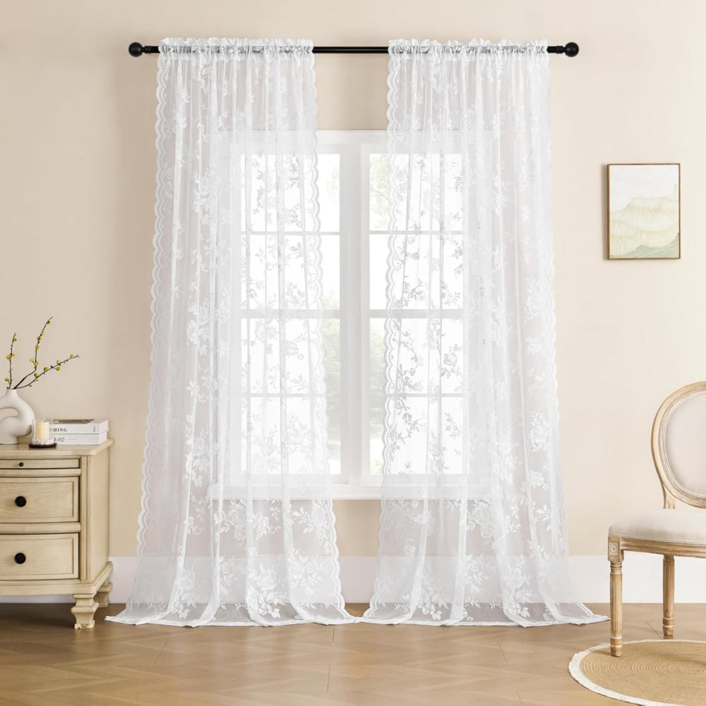 Delicate Patterned Semi Sheer Curtains
