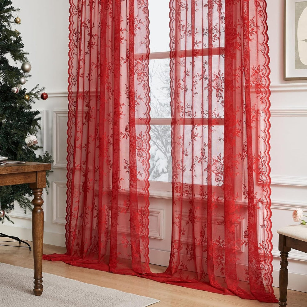 Delicate Patterned Semi Sheer Curtains