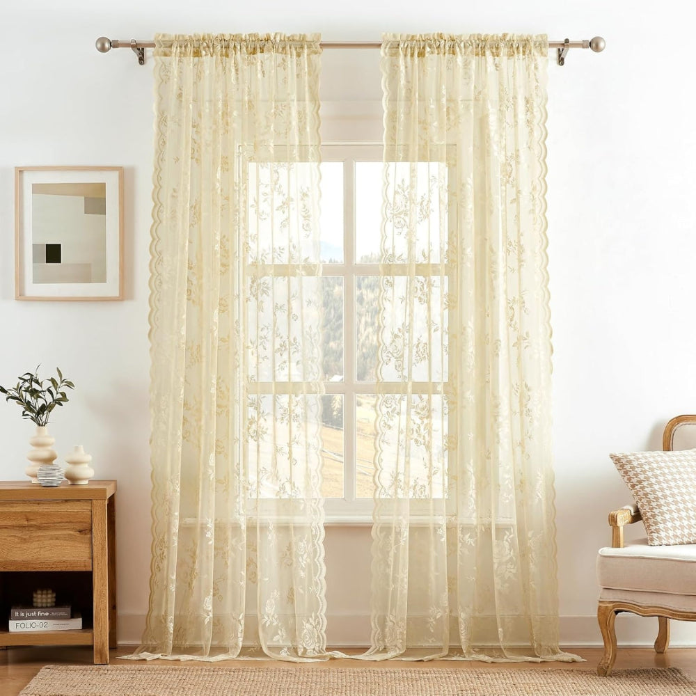 Delicate Patterned Semi Sheer Curtains