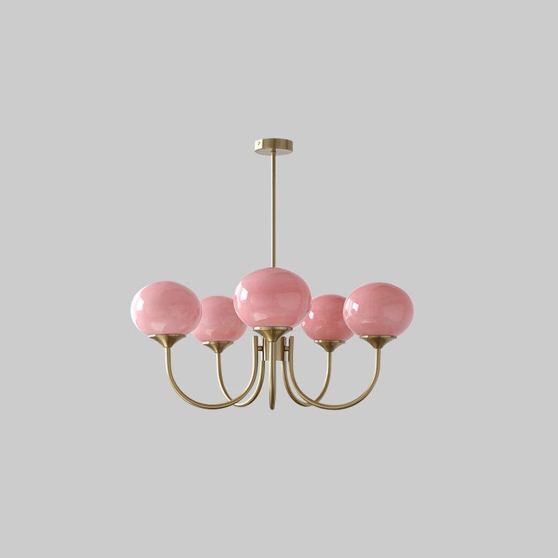 Soft Pink Crystal Glass Pendant Light Fixture