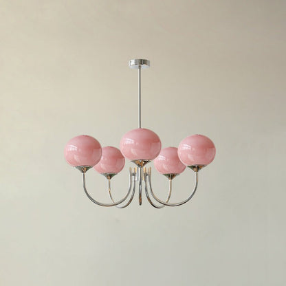 Soft Pink Crystal Glass Pendant Light Fixture