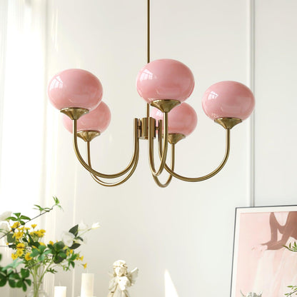 Soft Pink Crystal Glass Pendant Light Fixture