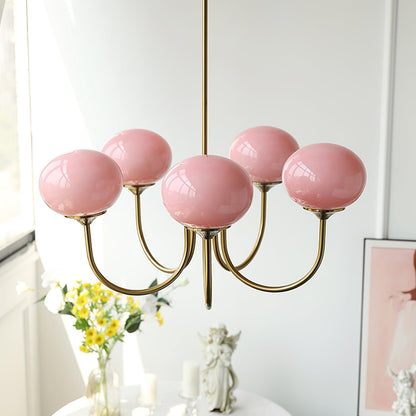 Soft Pink Crystal Glass Pendant Light Fixture
