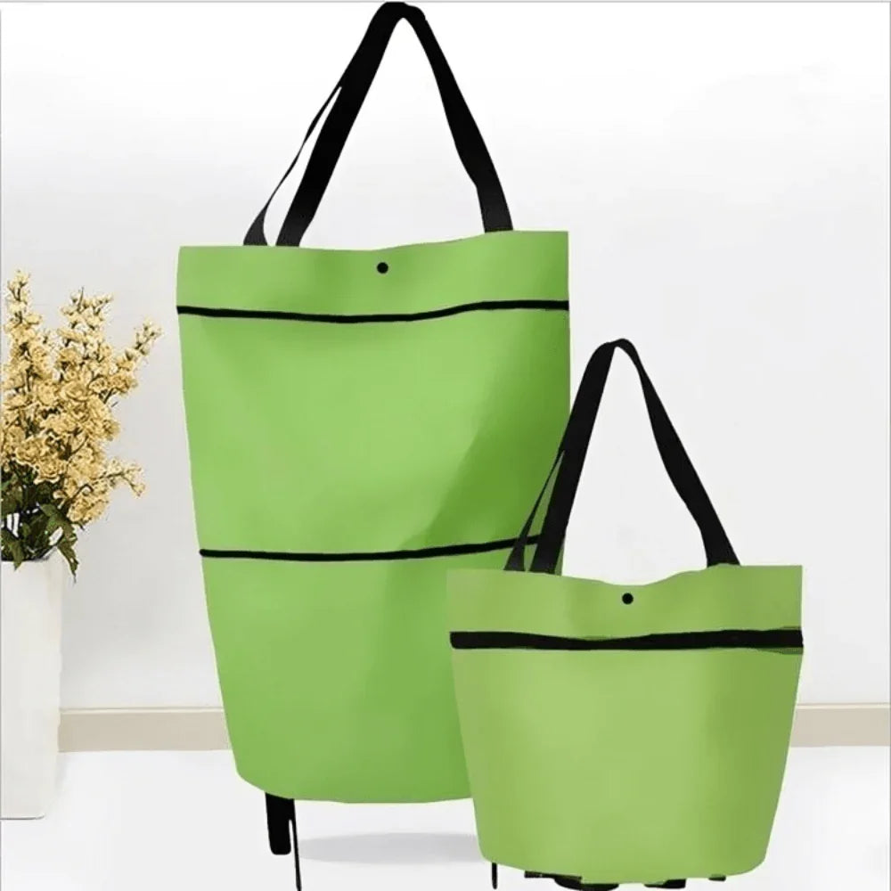 Folding Shopping Cart with Wheels - Durable & Compact - Luxicro