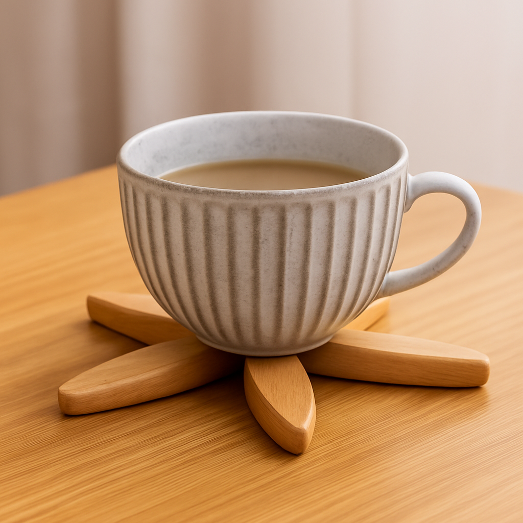 Compact Wooden Coaster Set with Holder - Luxicro