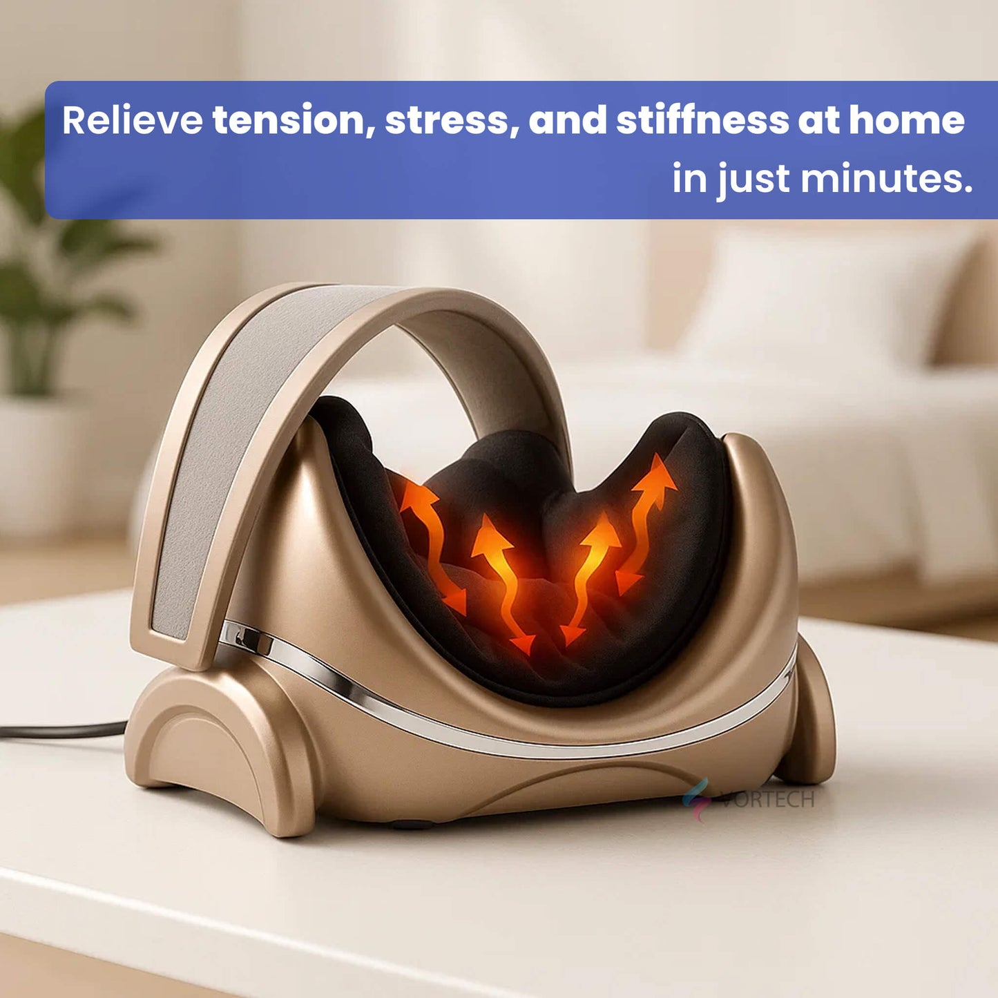 Compact Neck Massager with Heat and Knead Function