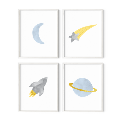 Colorful Galaxy Wall Art Set of 4 Prints