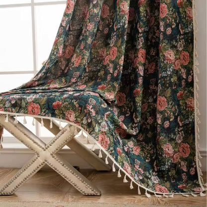 Elegant Vintage Flower Print Curtain