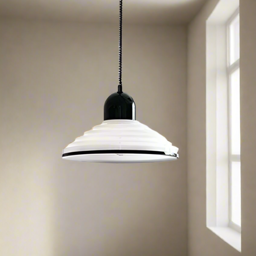 Elegant Glass Pendant Lamp With White Fabric Shade - Luxicro