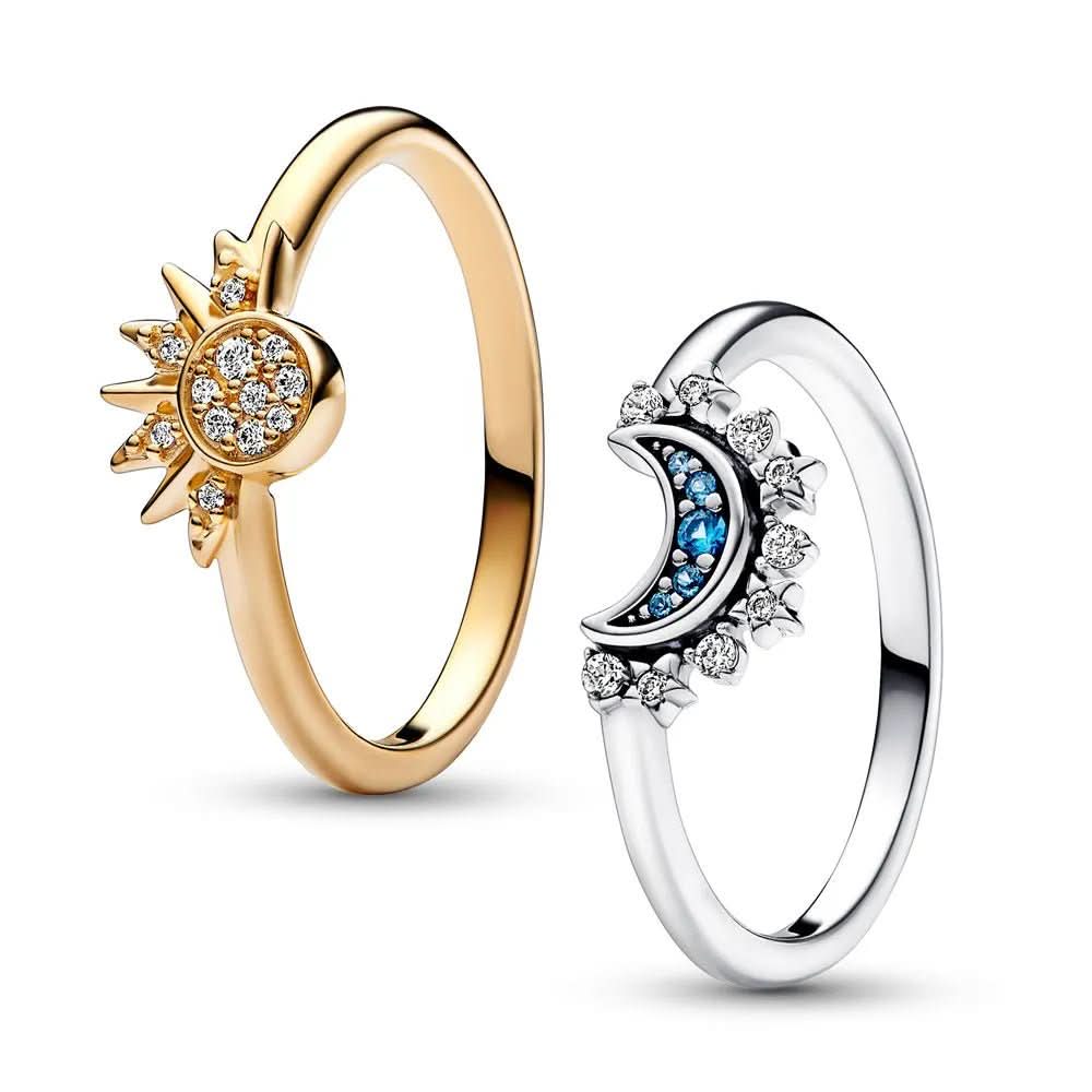 Stylish 925 Sterling Silver Moon Sun Ring - Luxicro