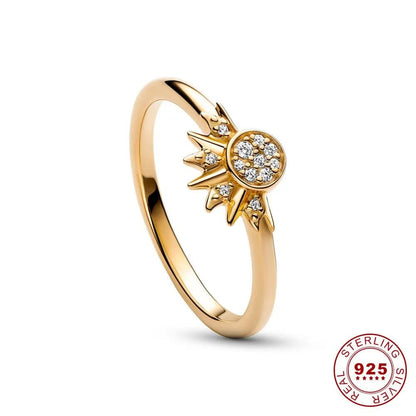 Stylish 925 Sterling Silver Moon Sun Ring