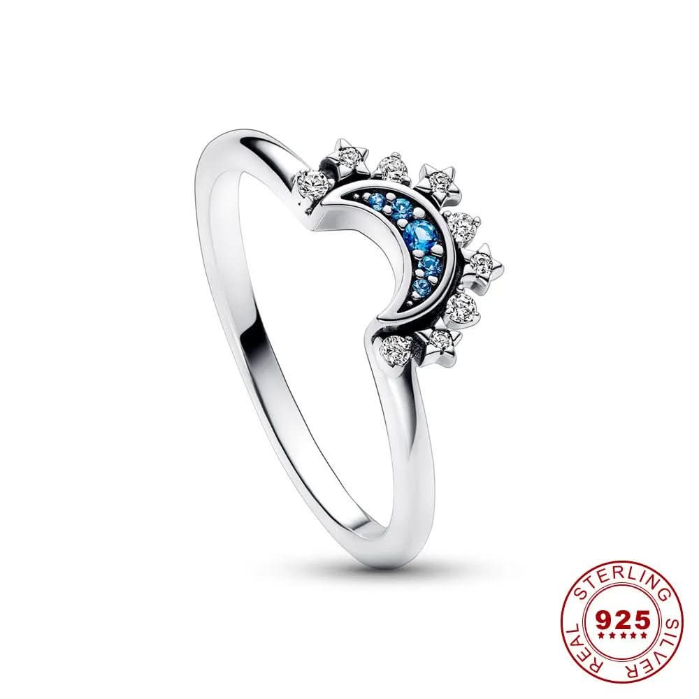 Stylish 925 Sterling Silver Moon Sun Ring