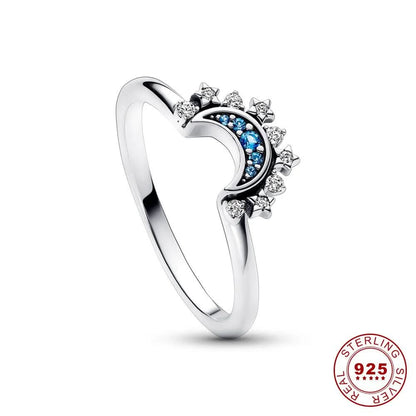 Stylish 925 Sterling Silver Moon Sun Ring