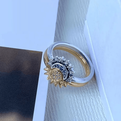 Stylish 925 Sterling Silver Moon Sun Ring