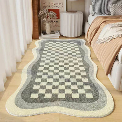 Cozy Checkered Floor Rug Soft Rectangle Carpet
