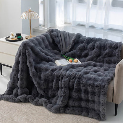 Soft Faux Fur Double Layer Throw Blanket