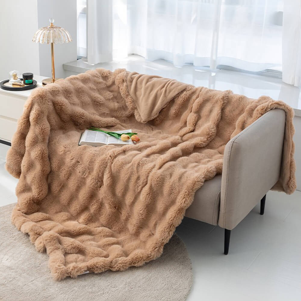 Soft Faux Fur Double Layer Throw Blanket