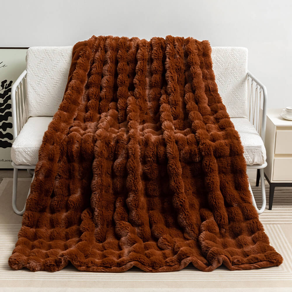 Soft Faux Fur Double Layer Throw Blanket