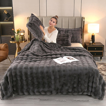 Cozy Double Layer Faux Fur Plush Blanket
