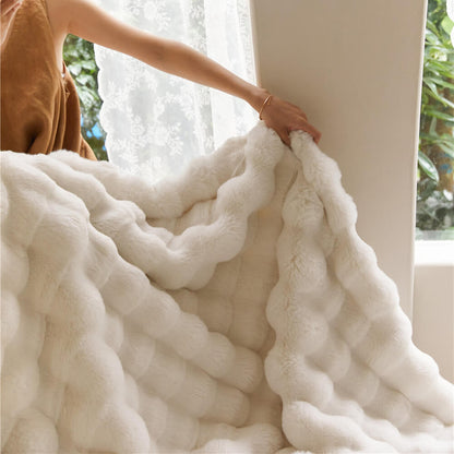 Cozy Double Layer Faux Fur Plush Blanket - Luxicro