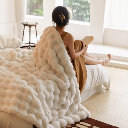 Soft Faux Fur Double Layer Throw Blanket