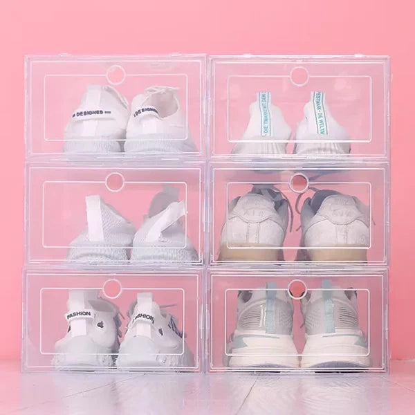 Clear Stackable Shoe Storage Plastic Containers Set - Luxicro