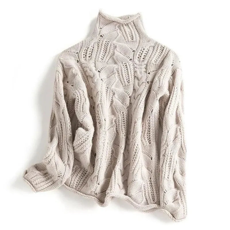 Cozy Women's Cable Knit Cashmere Pullover