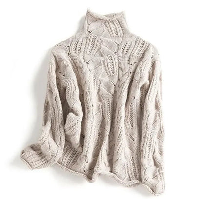 Cozy Women's Cable Knit Cashmere Pullover