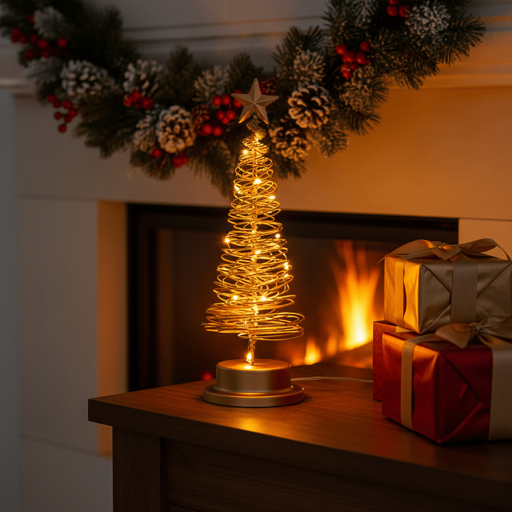 Decorative LED Spiral Christmas Tree with Star Topper - Luxicro