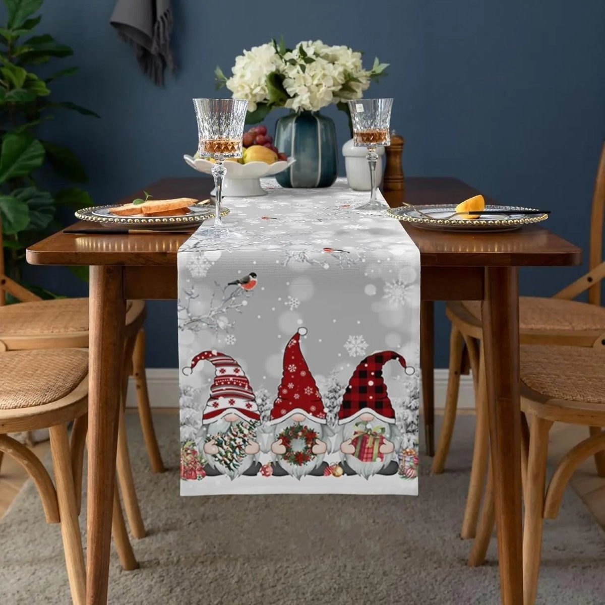 Holiday Snowflake Table Runner for Christmas Decor - Luxicro
