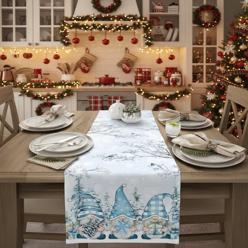 Winter White Table Runner with Snowflake Design