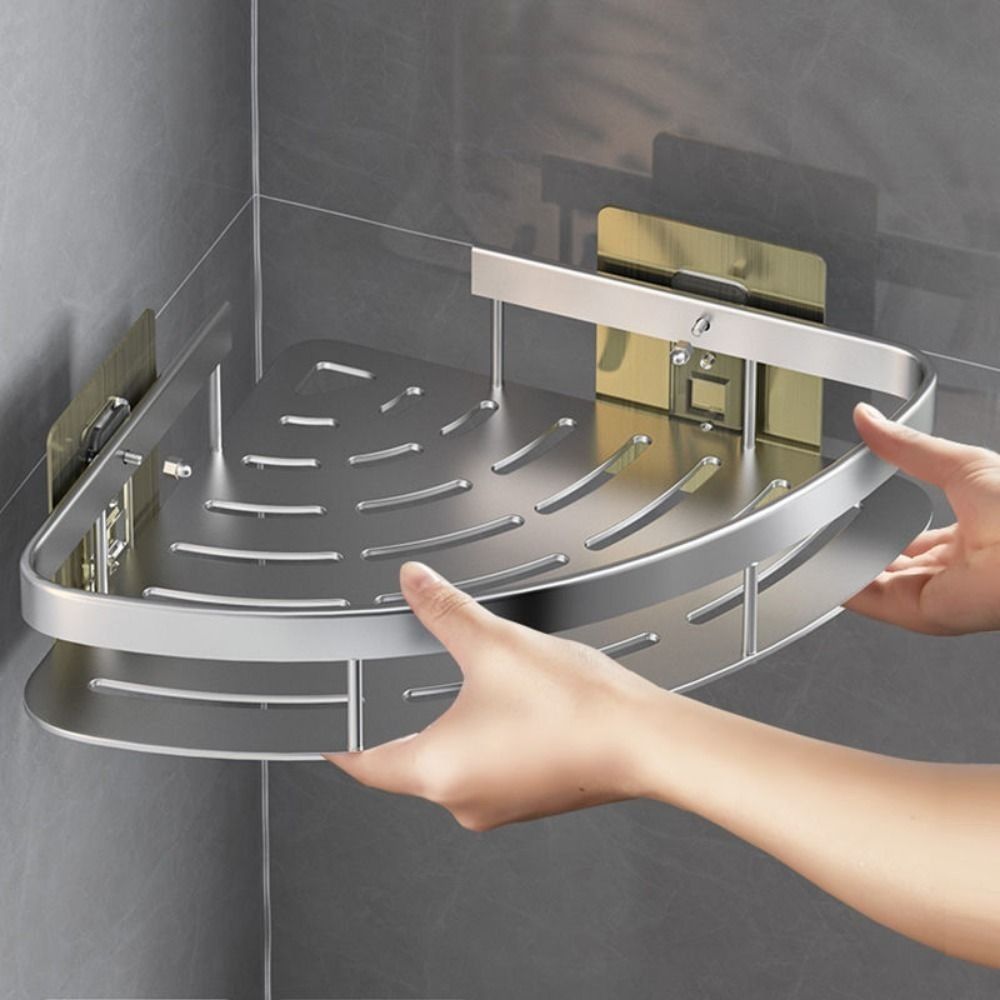 Wall Mounted Bathroom Shelf - Slim Aluminum Corner Storage