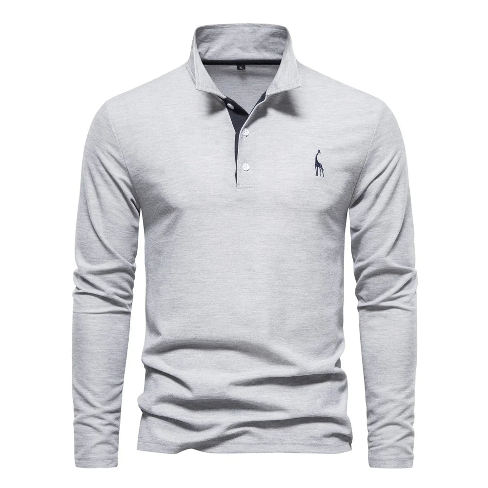 Comfortable Mens Long Sleeve Polo Shirt - Relaxed Fit Cotton