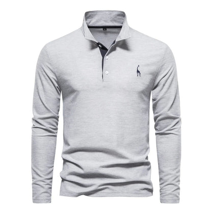 Comfortable Mens Long Sleeve Polo Shirt - Relaxed Fit Cotton