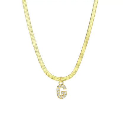 Dainty Letter Diamond Bar Chain Necklace