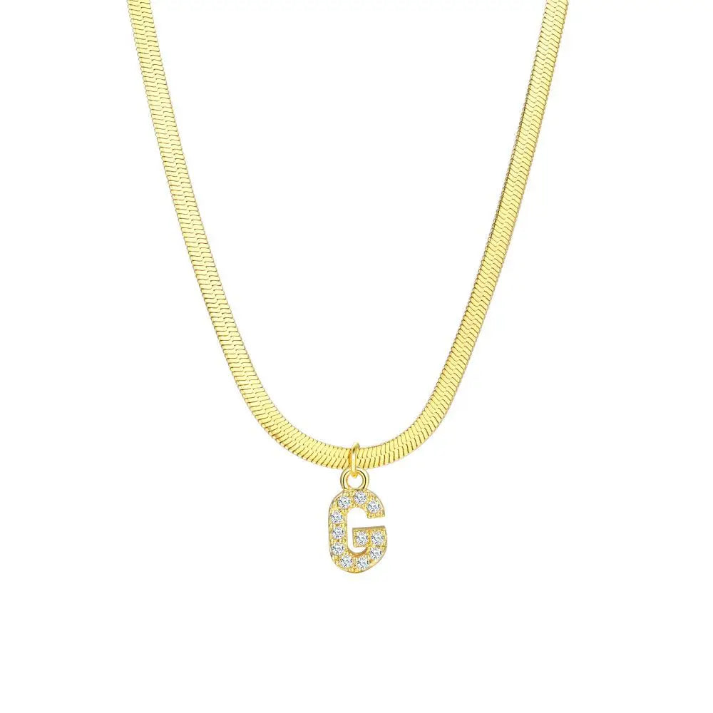 Dainty Initial Diamond Bar Pendant Necklace
