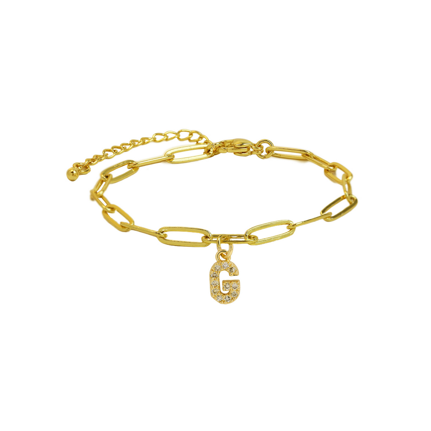 Dainty Monogram Paperclip Charm Bangle