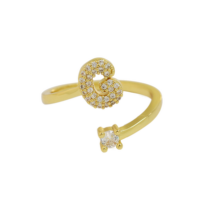 Elegant Glitter Initial Diamond Ring
