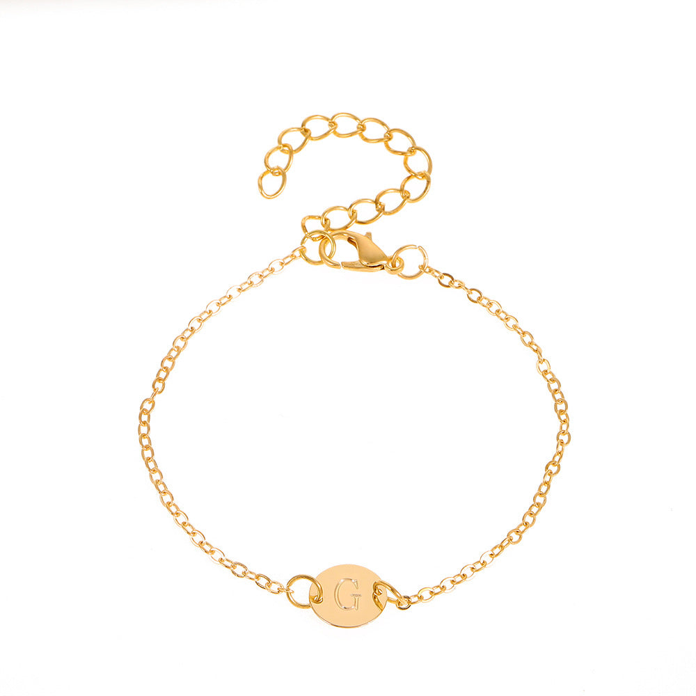 Dainty Initial Letter Chain Charm Bracelet