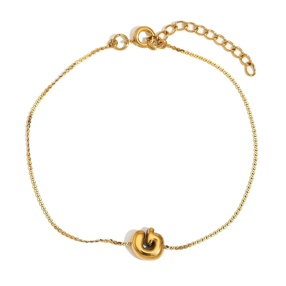 Dainty Personalized Letter Charm Bangle