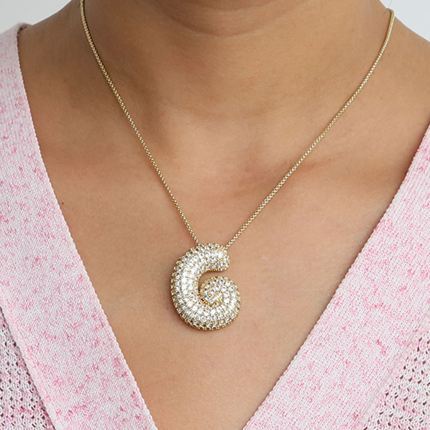 Big Letter Sparkle Initial Necklaces